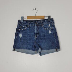 Old Navy Women's Blue Cotton Blend High Rise Secret-Slim Pockets Short Size 6